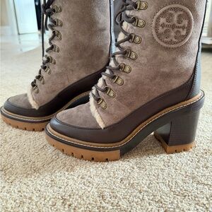 Tory Burch Light Grey/coconut Heeled Boots